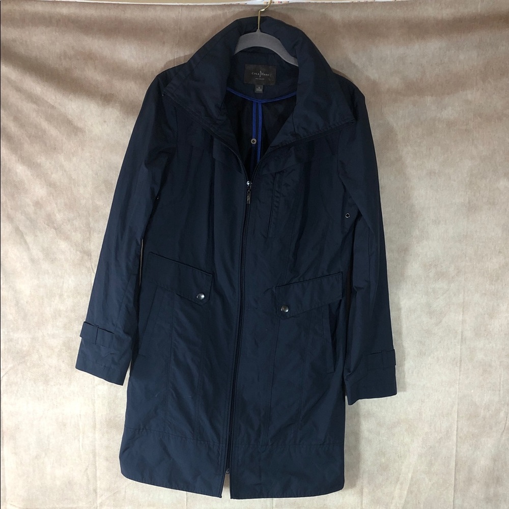 Cole‎ Haan Back Bow Packable Hooded Raincoat